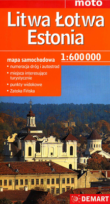 Litwa łotwa estonia mapa samochodowa 1:600 000
