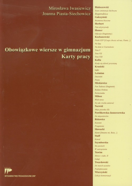 Obowiązkowe wiersze w gimnazjum Karty pracy