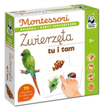 Montessori Zwierzęta tu i tam Karty sensoryczne z książeczką Kapitan Nauka
